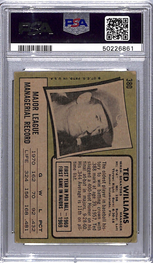 1971 Topps Ted Williams #380 PSA 3