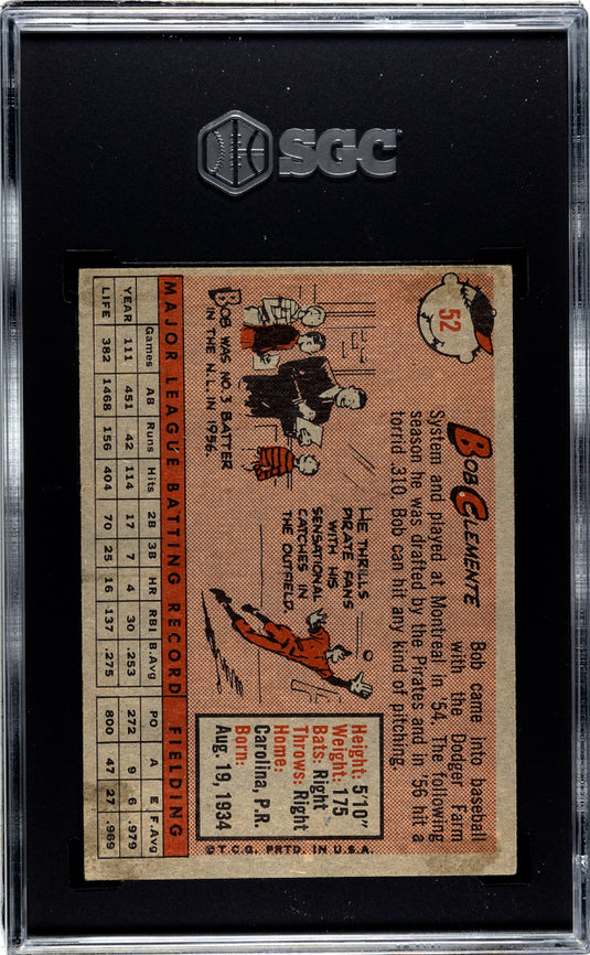 1958 Topps Bob Clemente #52 SGC 1.5