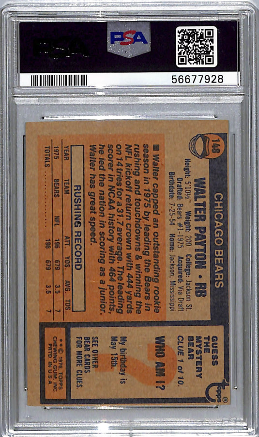 1976 Topps Walter Payton #148 PSA 5