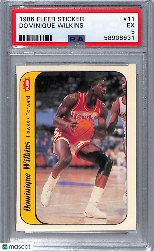 1986 Fleer Sticker Dominique Wilkins #11 PSA 5