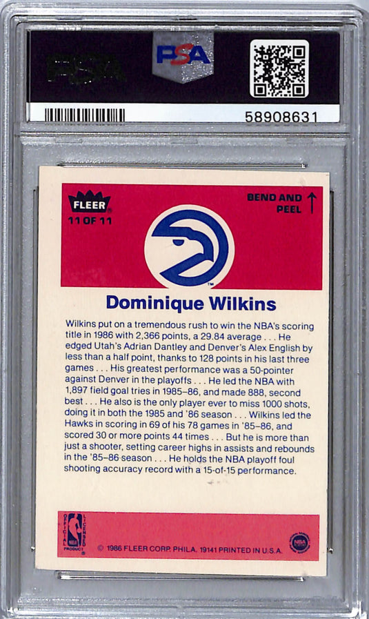 1986 Fleer Sticker Dominique Wilkins #11 PSA 5