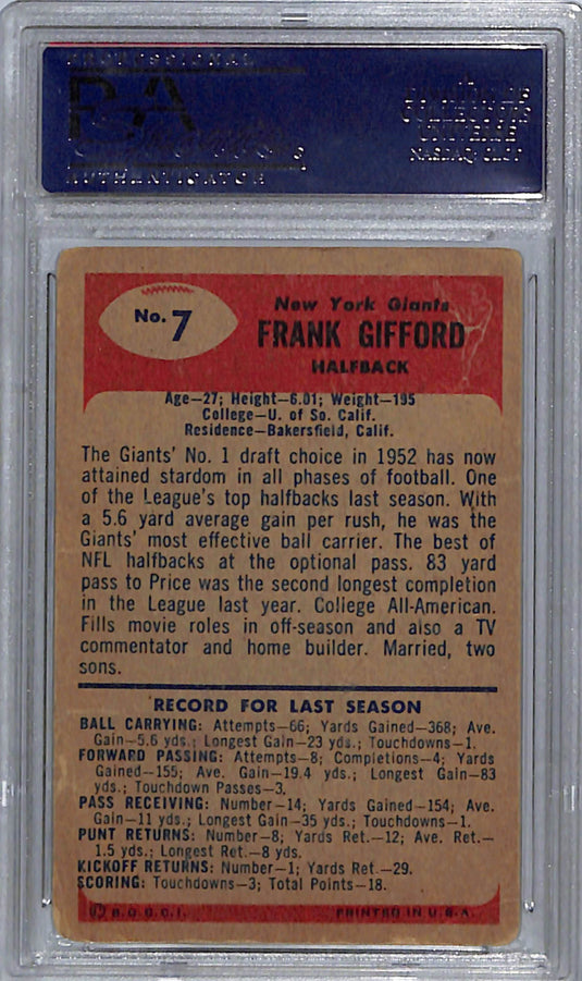 1955 Bowman Frank Gifford #7 PSA 1.5