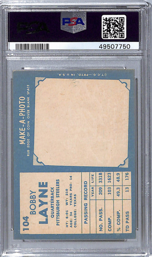 1961 Topps Bobby Layne #104 PSA 4