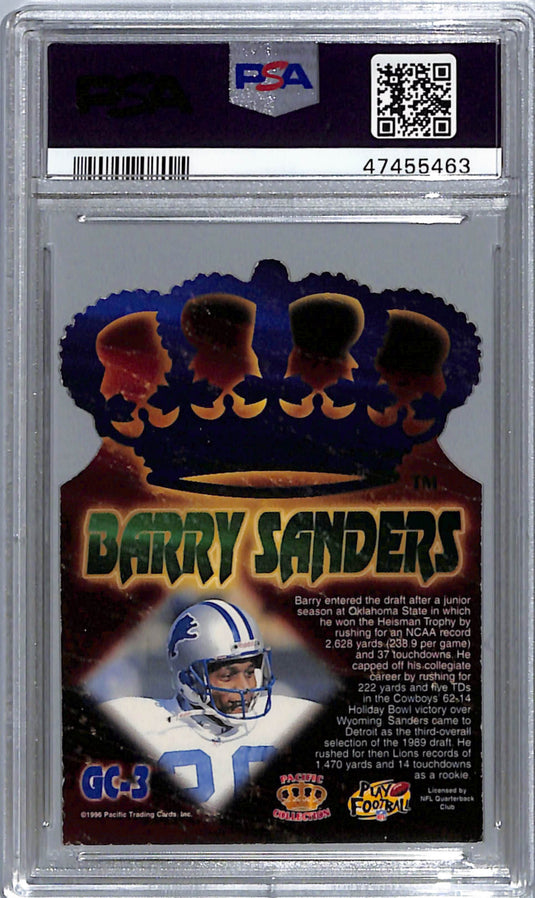 1996 Pacific Gold Crown Die-Cuts Barry Sanders #GC3 PSA 8
