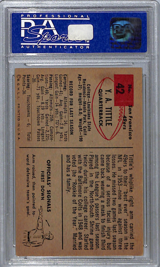 1954 Bowman Y. A. Tittle #42 PSA 5