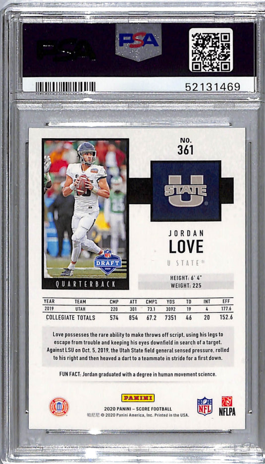 2020 Panini Score Jordan Love #361 PSA 10