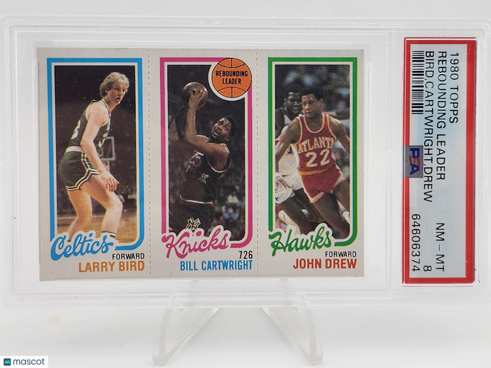 1980 Topps Rebounding Leader Bird,Cartwright,Drew PSA 8