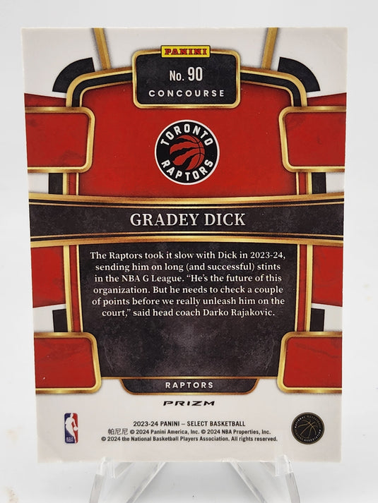 2024 2023-24 Panini Select Prizm Gradey Dick #90 Concourse Elephant RC