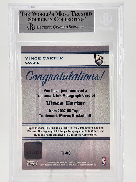 2007 Topps Trademark Moves Ink Orange Vince Carter #VC /25 BAS Auto Authentic