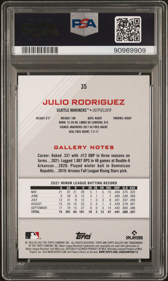 2022 Topps Gallery #35 Julio Rodriguez Sp PSA 9