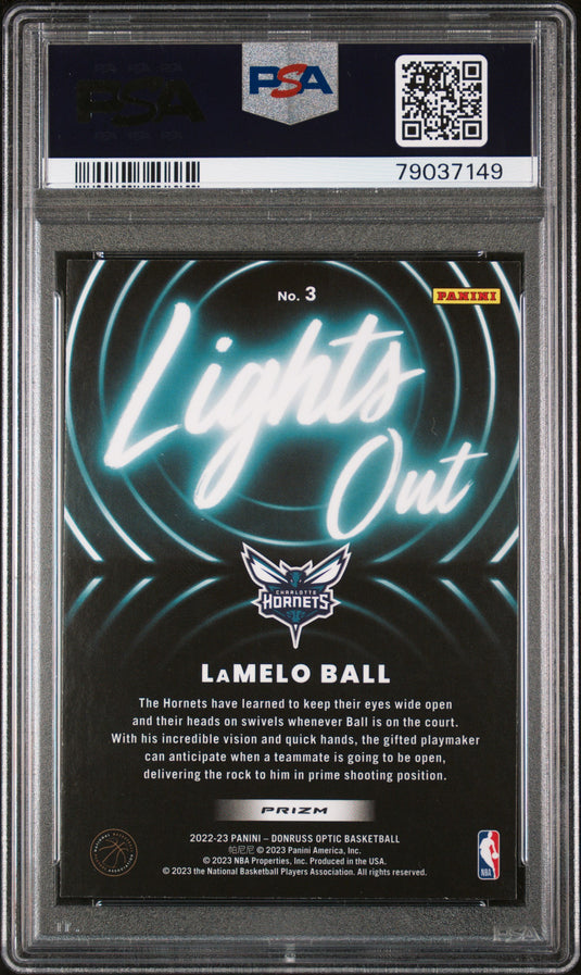 2022 Optic Lights Out #3 Lamelo Ball Lights Out-Fast Break Holo PSA 9