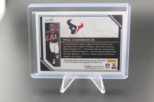 2023 LIMITED #182 WILL ANDERSON JR. AUTO PATCH SN/99