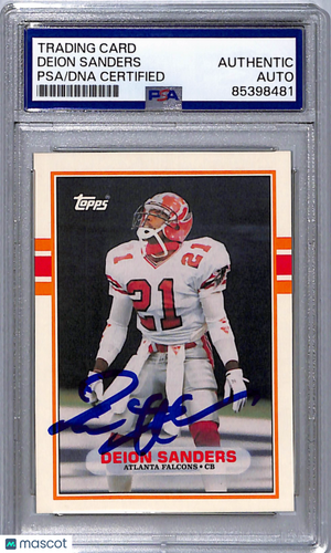 Deion Sanders 1989 Topps Trading Card RC Auto PSA Authentic