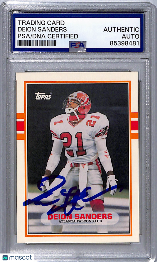 Deion Sanders 1989 Topps Trading Card RC Auto PSA Authentic