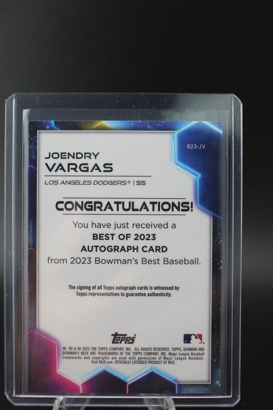 2023 Bowman's Best #B23-JV Joendry Vargas Best of 2023 Autographs