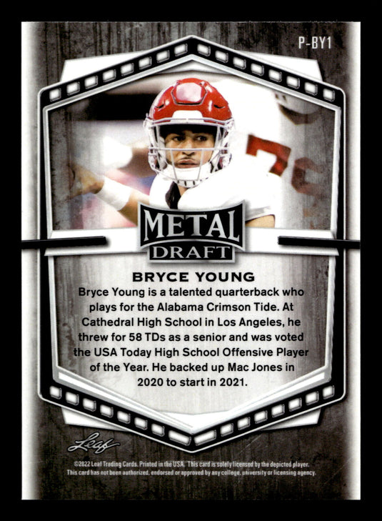2022 Leaf Draft #P-BY1 Bryce Young Silver Crystal MTNM