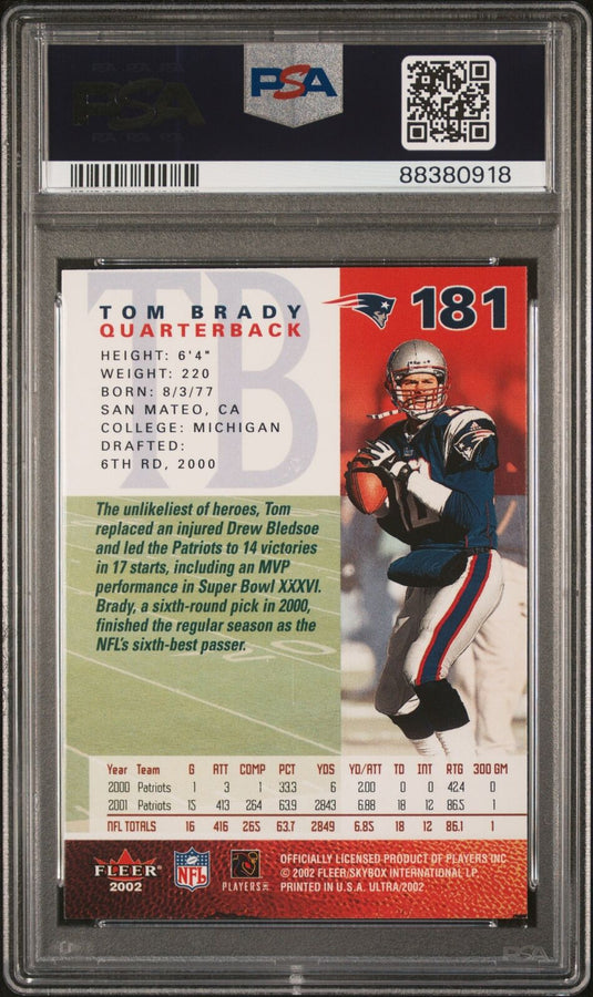 2002 Ultra #181 Tom Brady PSA 9