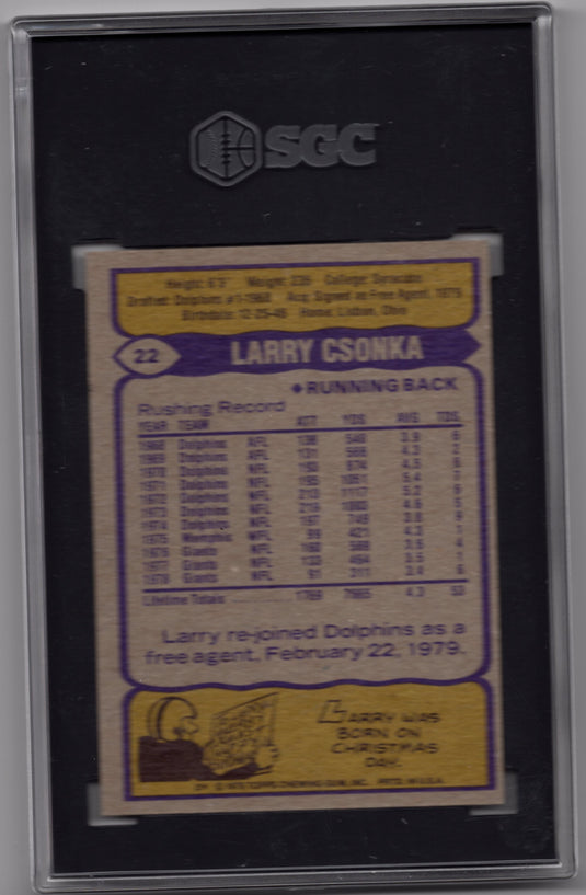 1979 Topps #22 Larry Csonka SGC 8.5