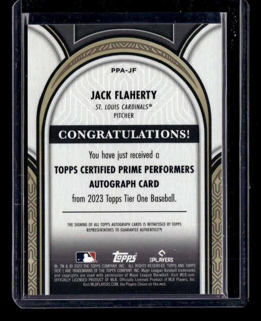 2023 Topps Tier One: Prime Performers Autographs #PPA-JF Jack Flaherty