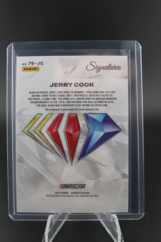2023 Panini Prime #75-JC Jerry Cook NASCAR 75th Anniversary Signatures