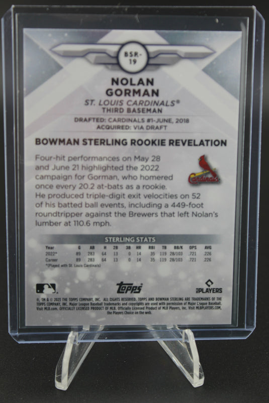 2023 STERLING #19 NOLAN GORMAN RC /99 Near mint or better