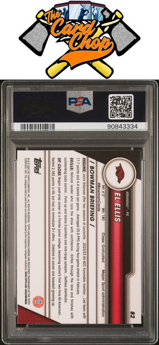 2023 Bowman University Chrome Sapphire #82 El Ellis PSA 10