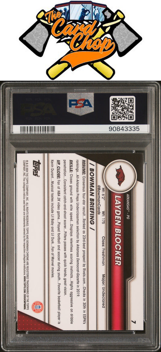 2023 Bowman University Chrome Sapphire #7 Layden Blocker PSA 9