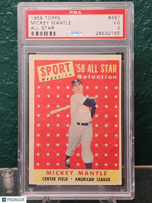 1958 Topps #487 Mickey Mantle All Star PSA 3