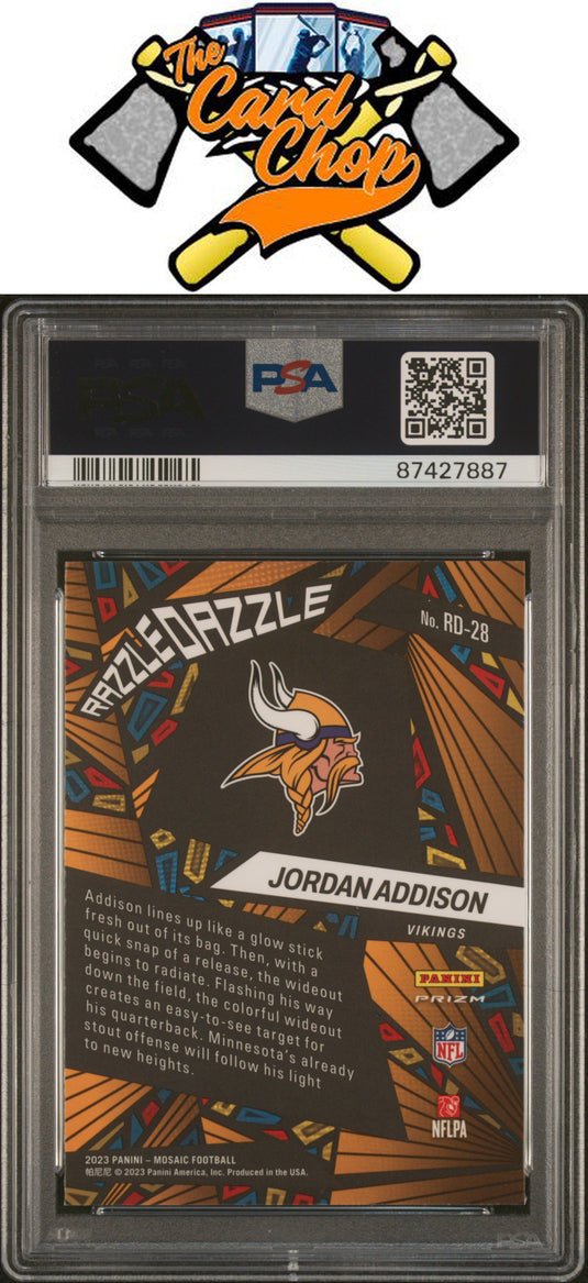 2023 Panini Mosaic Razzle Dazzle #RD28 Jordan Addison Razzle Dazzle PSA 9