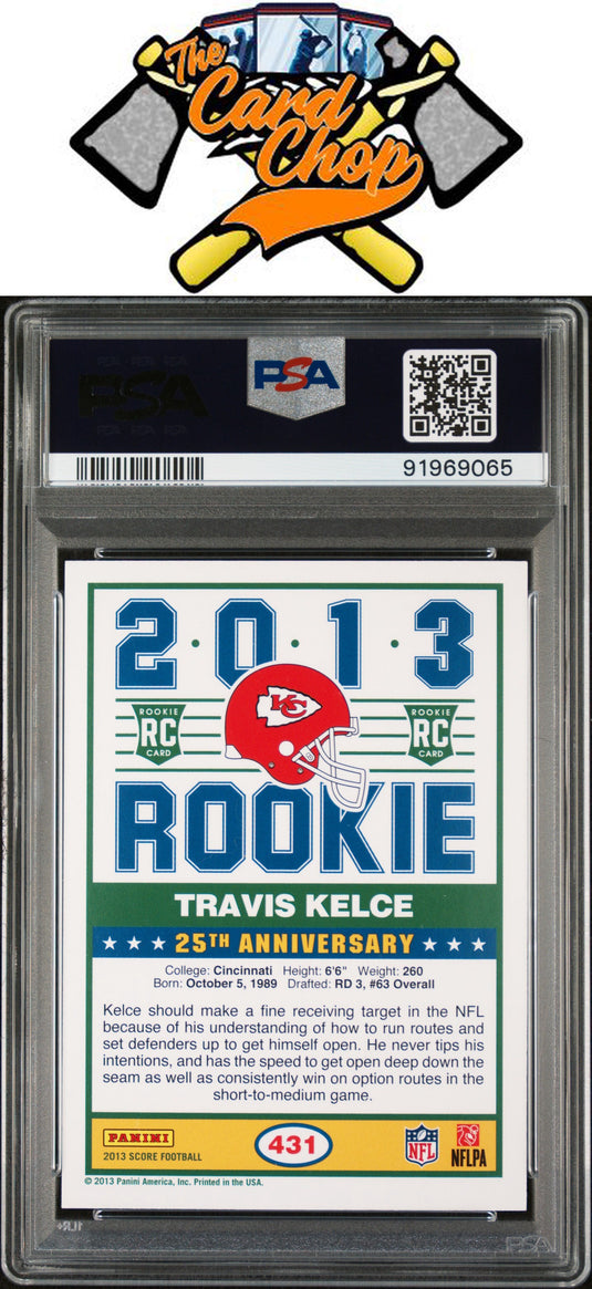 2013 Panini Score #431 Travis Kelce Blue PSA 9