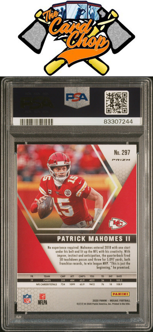 2020 Panini Mosaic #297 Patrick Mahomes Ii Reactive Blue PSA 10