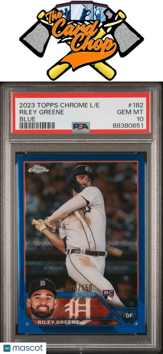 2023 Topps Chrome Logofractor Edition #182 Riley Greene Blue PSA 10