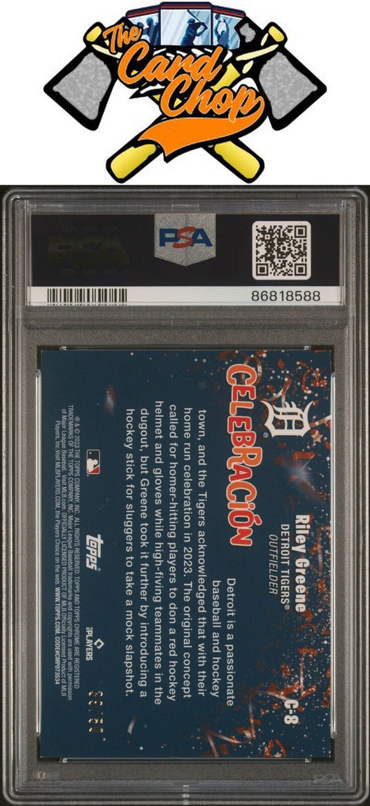 2023 Topps Chrome Update Celebracion #C8 Riley Greene Celebracion-Gold PSA 9