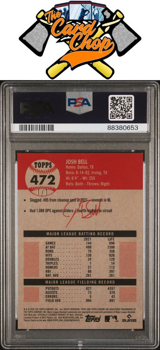 2022 Topps Chrome Platinum Anniversary #472 Josh Bell Superfractor 1/1 PSA 10