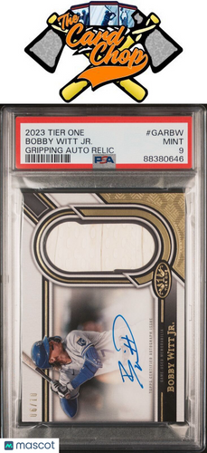 2023 Topps Tier One Gripping Autograph Relics #GARBW Bobby Witt Jr. PSA 9