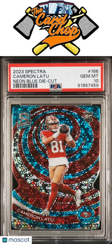 2023 Panini Spectra #166 Cameron Latu Neon Blue Die-Cut PSA 10