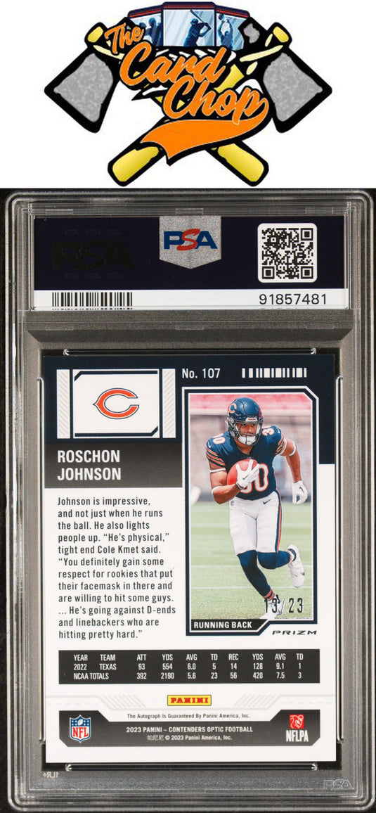 2023  Zenith Optic  /23  #107 Roschon Johnson  Auto-Red PSA 9