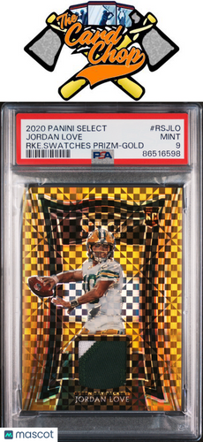 2020 Select Rookie Swatches Prizm #RSJLO Jordan Love Prizm-Gold PSA 9