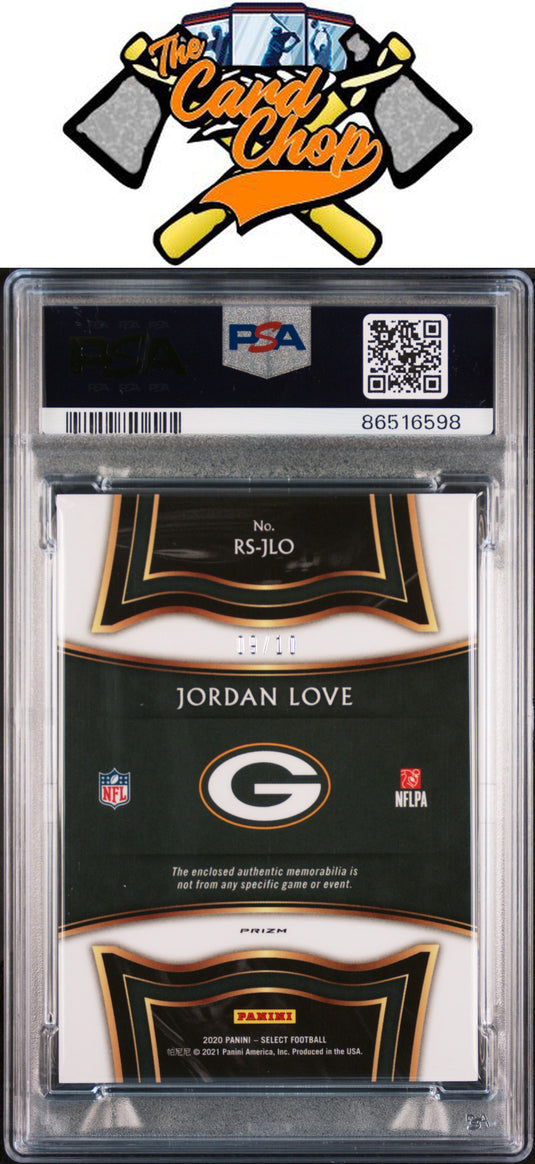 2020 Select Rookie Swatches Prizm #RSJLO Jordan Love Prizm-Gold PSA 9