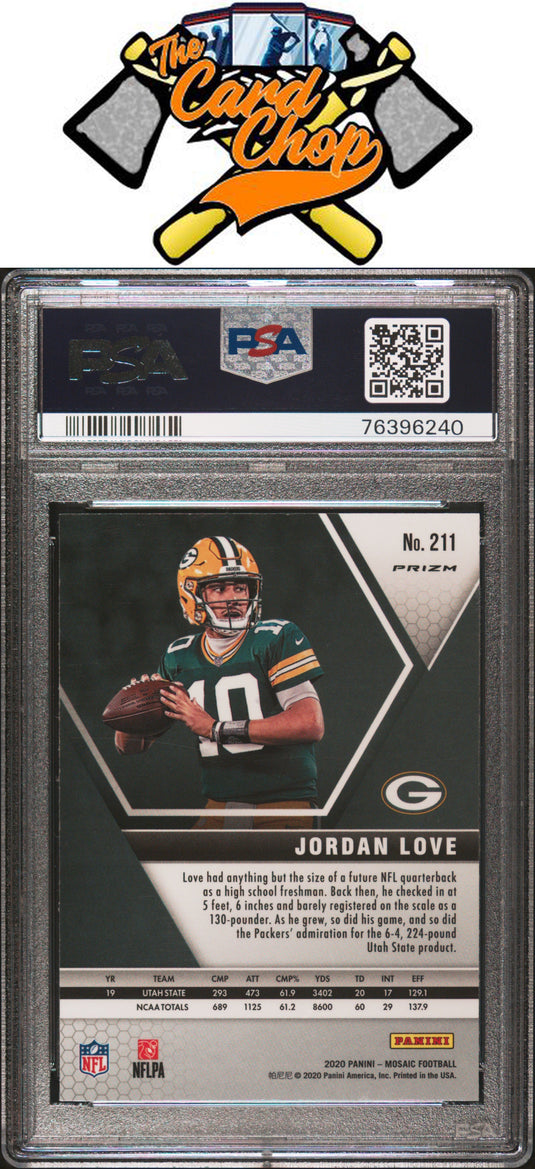 2020 Panini Mosaic #211 Jordan Love Silver Prizm PSA 9