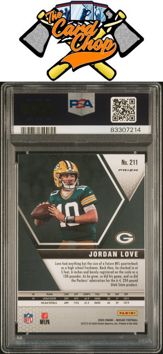 2020 Panini Mosaic #211 Jordan Love Reactive Blue PSA 9