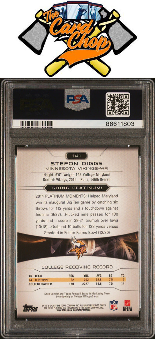 2015 Topps Platinum #141 Stefon Diggs PSA 10