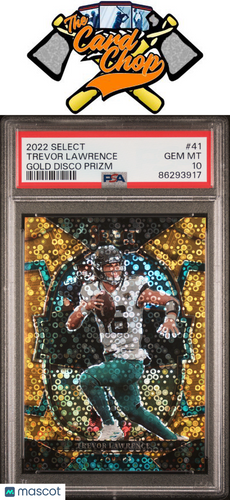 2022 Panini Select #41 Trevor Lawrence Gold Disco Prizm /10 PSA 10