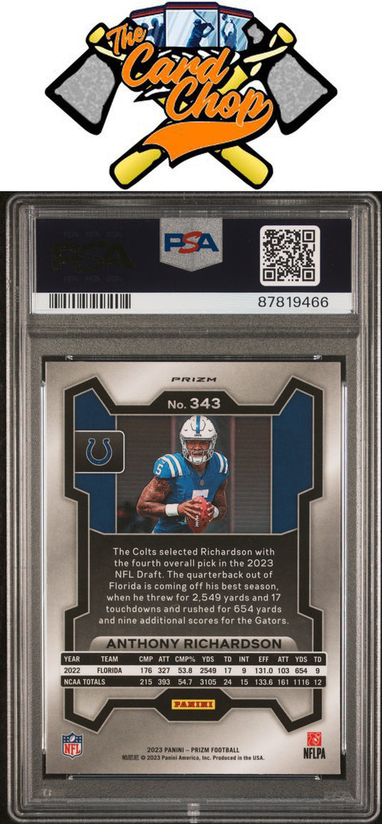 2023 Panini Prizm #343 Anthony Richardson Lazer Prizm PSA 10