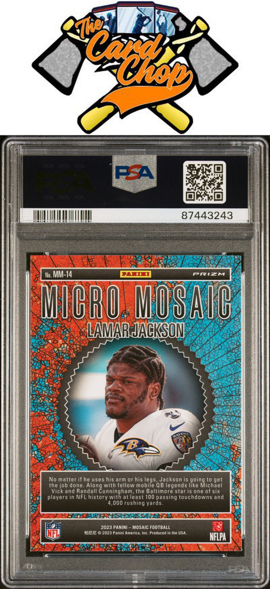 2023 Panini Mosaic Micro Mosaic #MM14 Lamar Jackson PSA 10