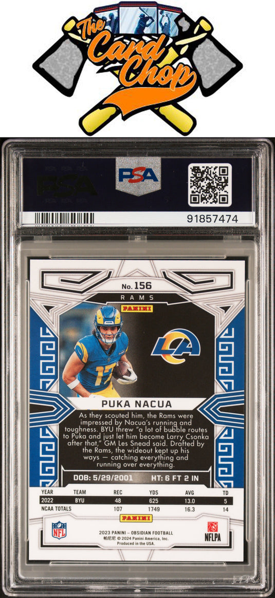 2023 Panini Obsidian #156 Puka Nacua PSA 10