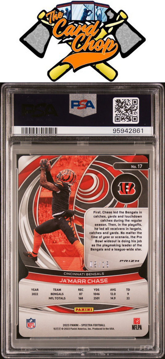 2023 Panini Spectra #17 Ja'Marr Chase Neon Orange Die-Cut PSA 10