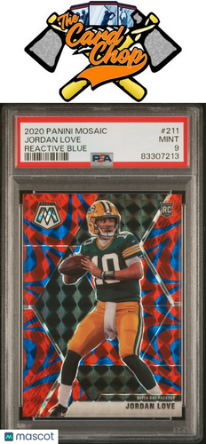 2020 Panini Mosaic #211 Jordan Love Reactive Blue PSA 9