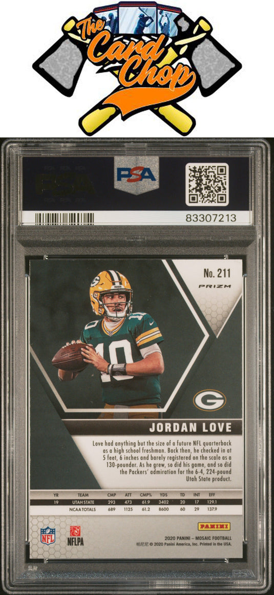 2020 Panini Mosaic #211 Jordan Love Reactive Blue PSA 9