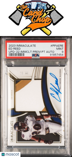 2023 Panini Immaculate #PPAERE Ed Reed Upd-'22 Immclt Prem Pt Auto PSA 9